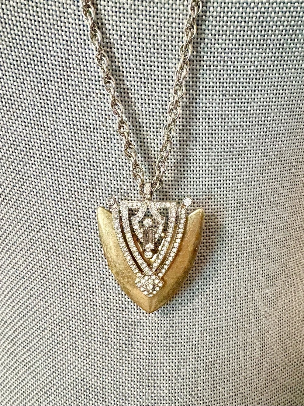 J. Crew Gold-Tone Shield Pendant Long Necklace